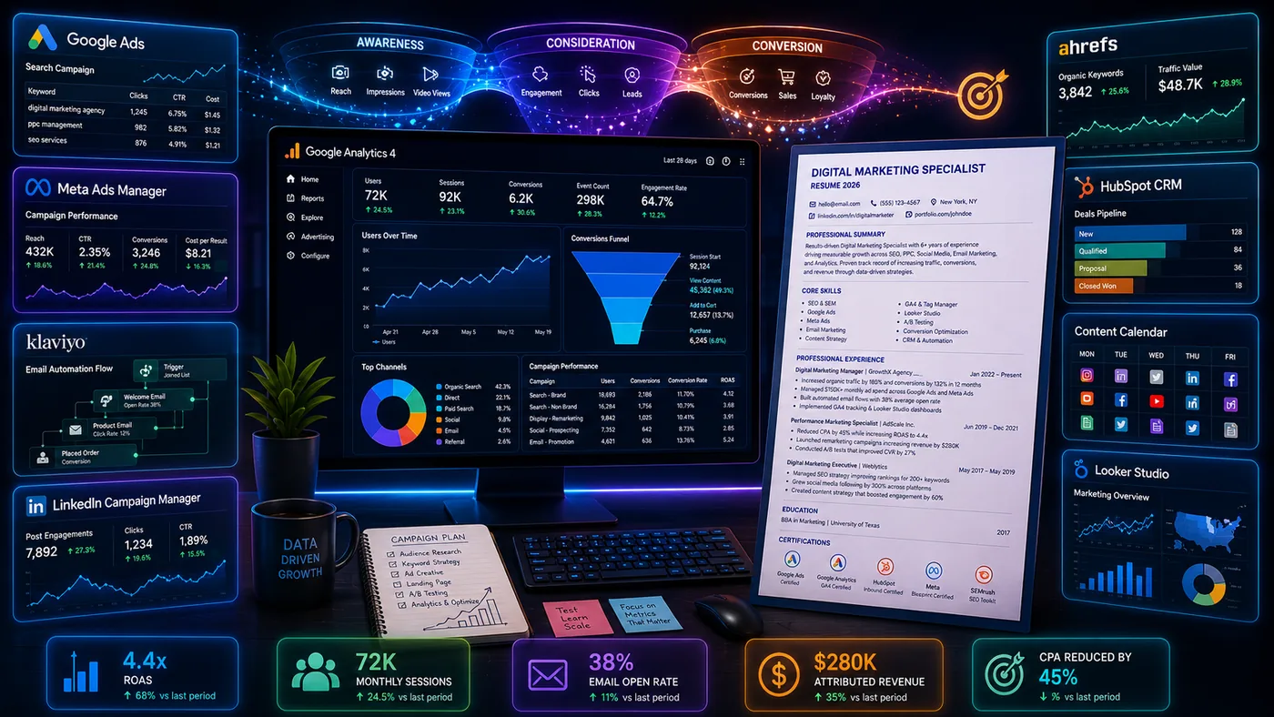 Digital Marketing Resume 2026 - Complete Guide with Examples